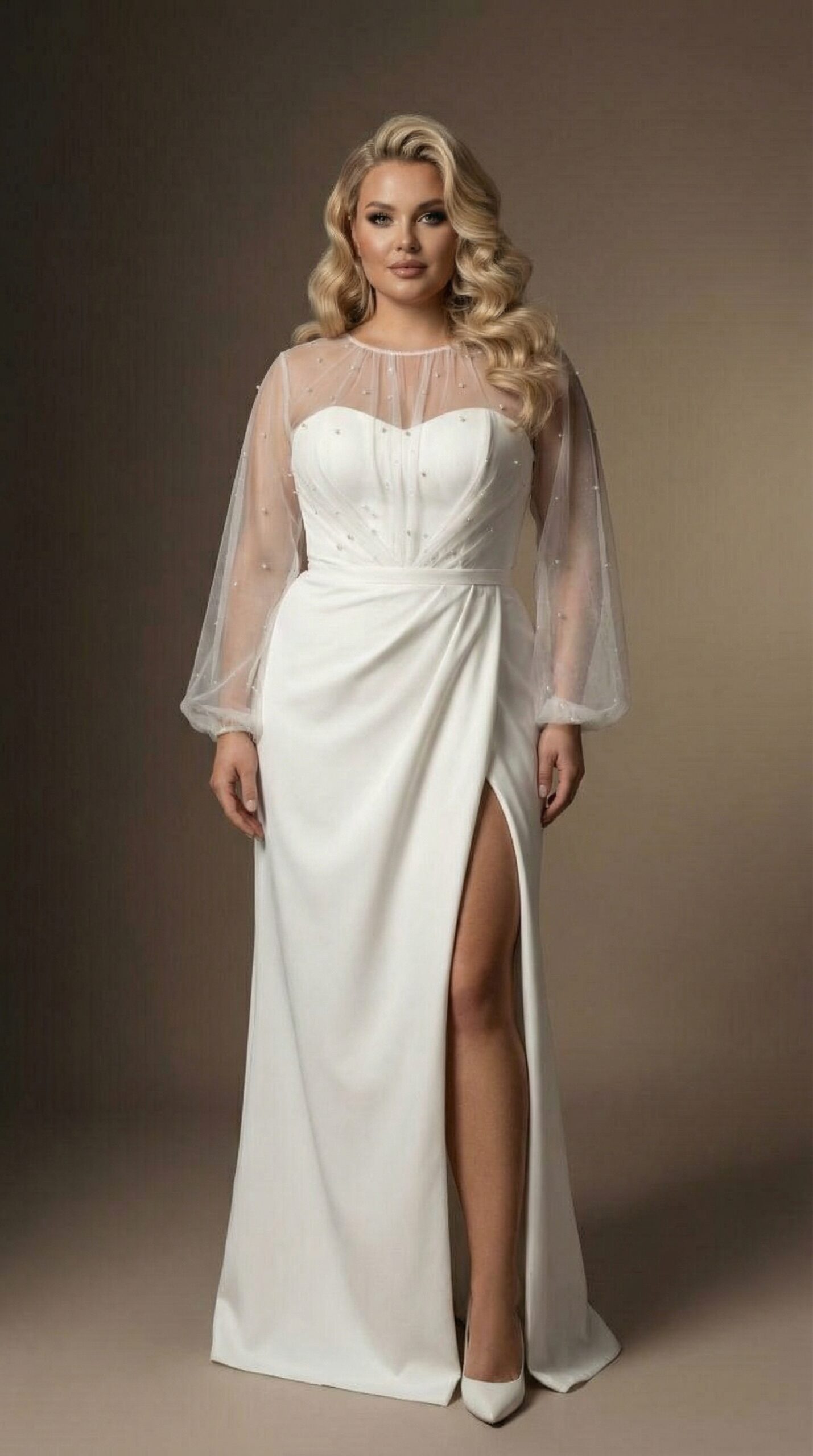 Свадебное платье Вип Жемчуг сайз плюс